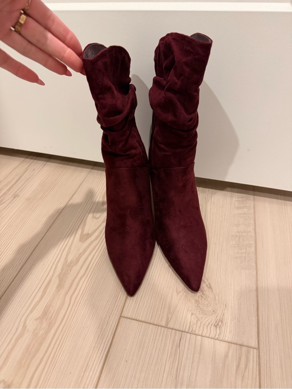 Jessica Simpson Burgundy Suede Pointed Slouch Boots